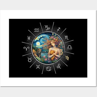 ZODIAC Virgo - Astrological VIRGO - VIRGO - ZODIAC sign - Van Gogh style - 5 Posters and Art